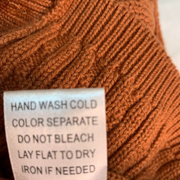 LeLis Collection Cropped Button Down Short Sleeve Cable Knit Cardigan Rust NWT S - Picture 7 of 9